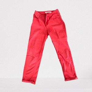 Jones New York Jeans Chelsea Cuffed Capri Pants Size 4 Red Coral Slim Stretch